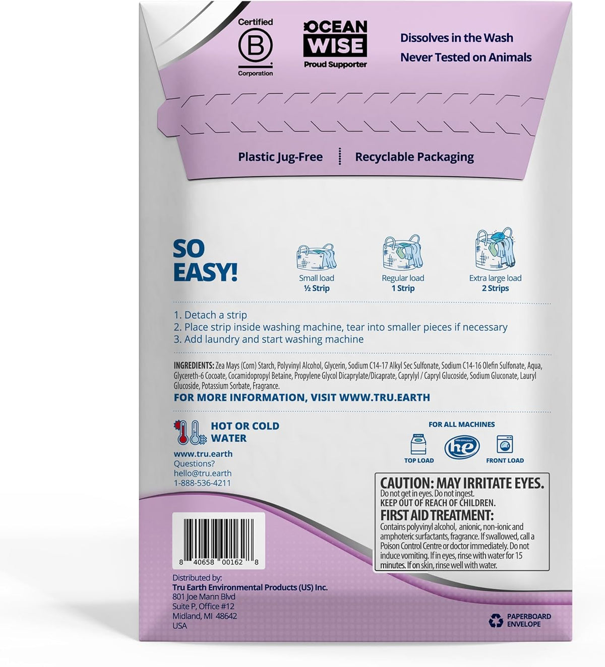 Tru Earth Platinum - Heavy Duty Laundry Detergent Sheets - Up to 128 Loads (64 Count), Lilac Breeze Scent - Ultra-Concentrated Strips Formula - Eco-Friendly Travel Laundry Sheets - HavenBliss Decor