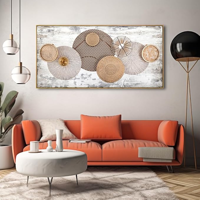 Wall Art Floral Rustic Wall Decor Yellow and White Canvas Painting Abstract Wall Art for Bedroom Living Room Dining Room Home Office Decor 30"x60" with Framed