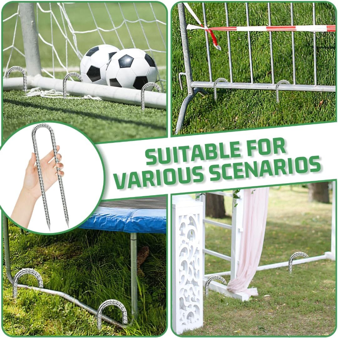 Rebar-Stakes-12-Inch, Ground Stakes Heavy Duty U-Hook Galvanized Anti-Rust Ground Anchors for Camping Tent Trampoline Accessories Dog Fence Chicken Coop Deer Fence 4pcs - HavenBliss Decor