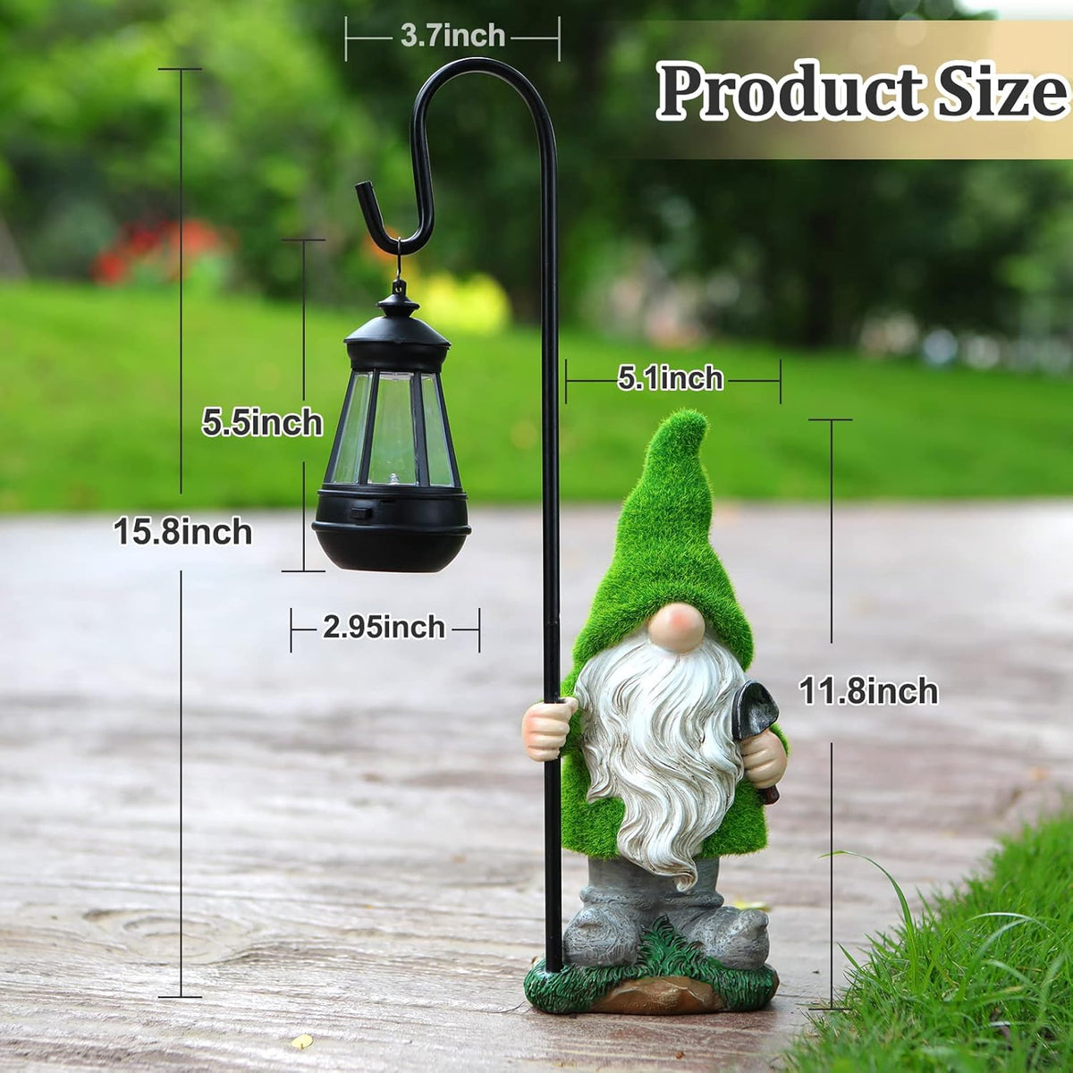 Flocked Solar Garden Gnomes Outdoor Statues 15.8”Outdoor Garden Decor LED Outdoor Decor Light Unique Housewarming Gifts Yard Art Sculptures for Patio Lawn Ornaments - HavenBliss Decor