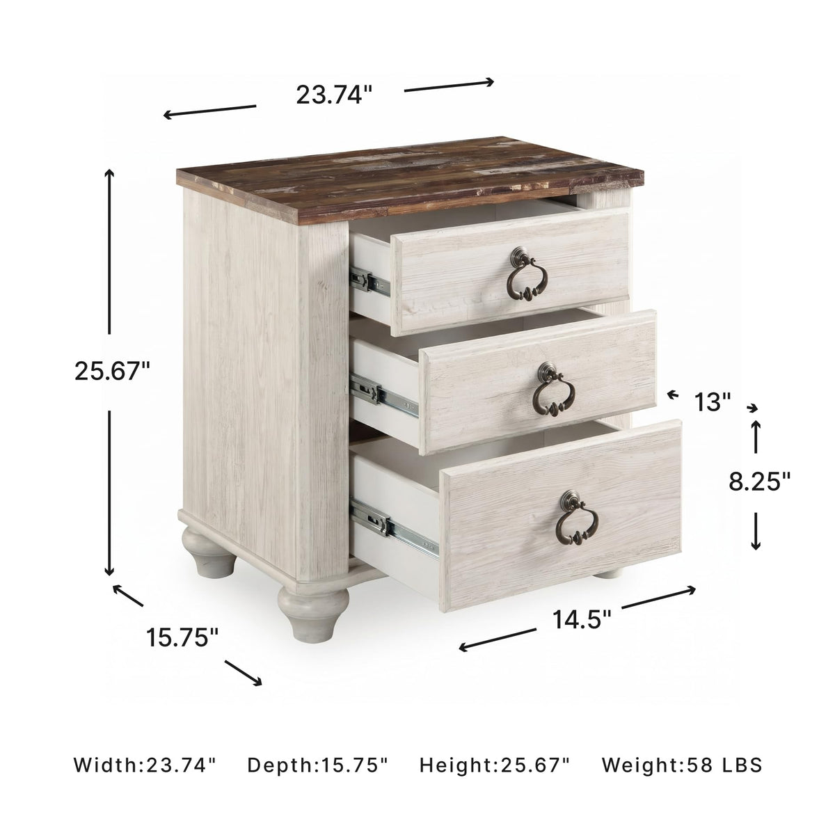 Willowton 2 Drawer Nightstand