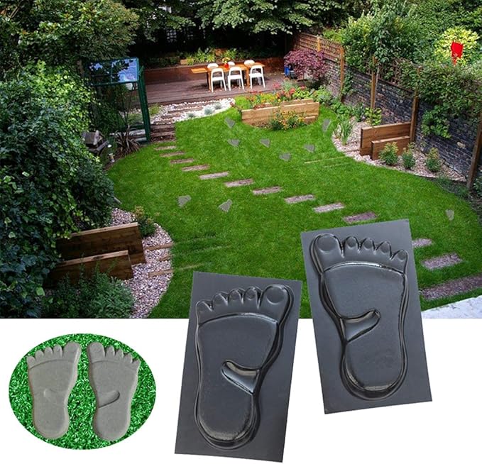 1 Pair Foot Print Stepping Concrete Stone Paving Mold Maker for Lawn Park Garden Abs