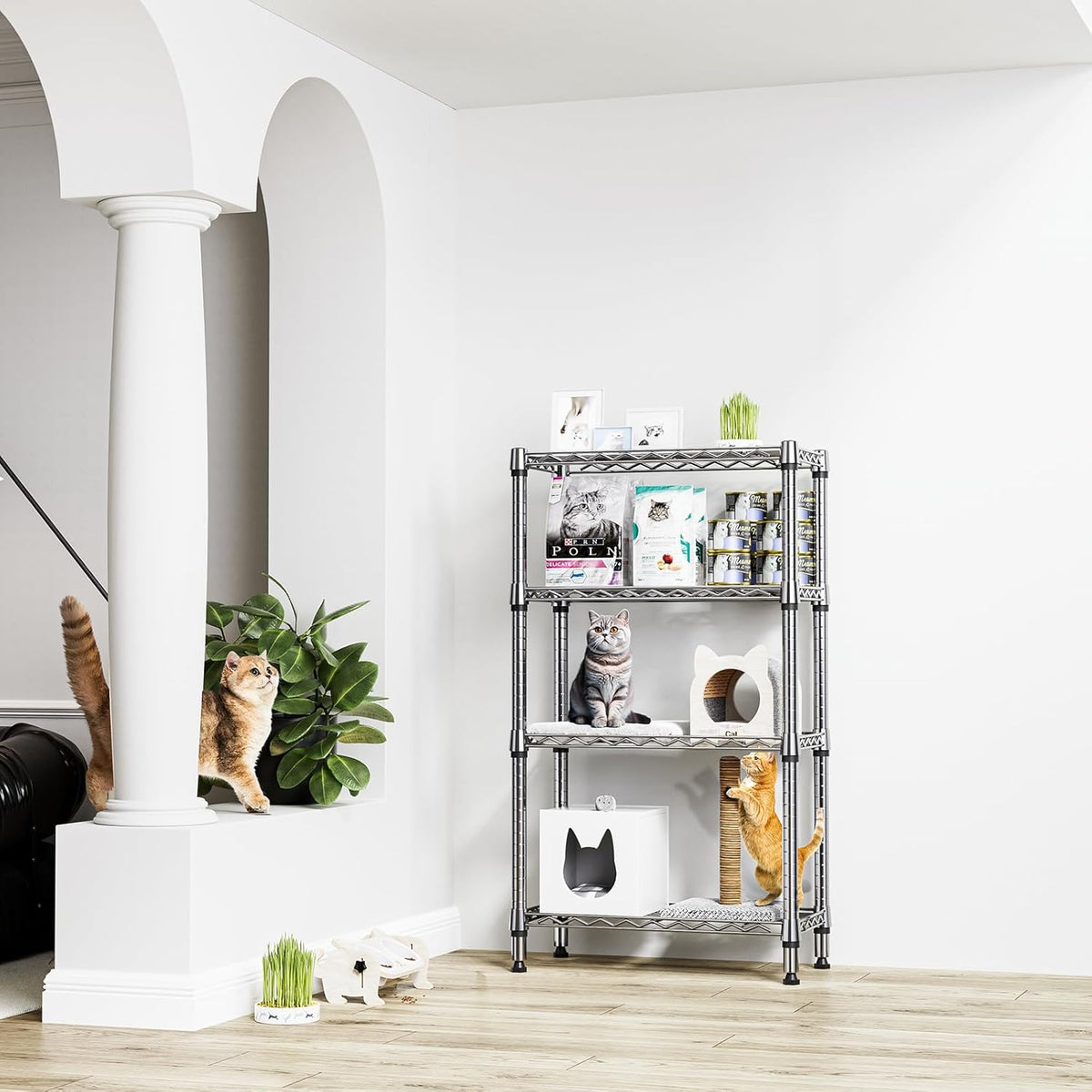 1000 lbs 4 Tier Shelf Metal Storage Shelves Wire Rack Closet Organizers for Garage Kitchen Bathroom Laundry Chrome 11.8" D x 25.6" W x 45.5" H - HavenBliss Decor