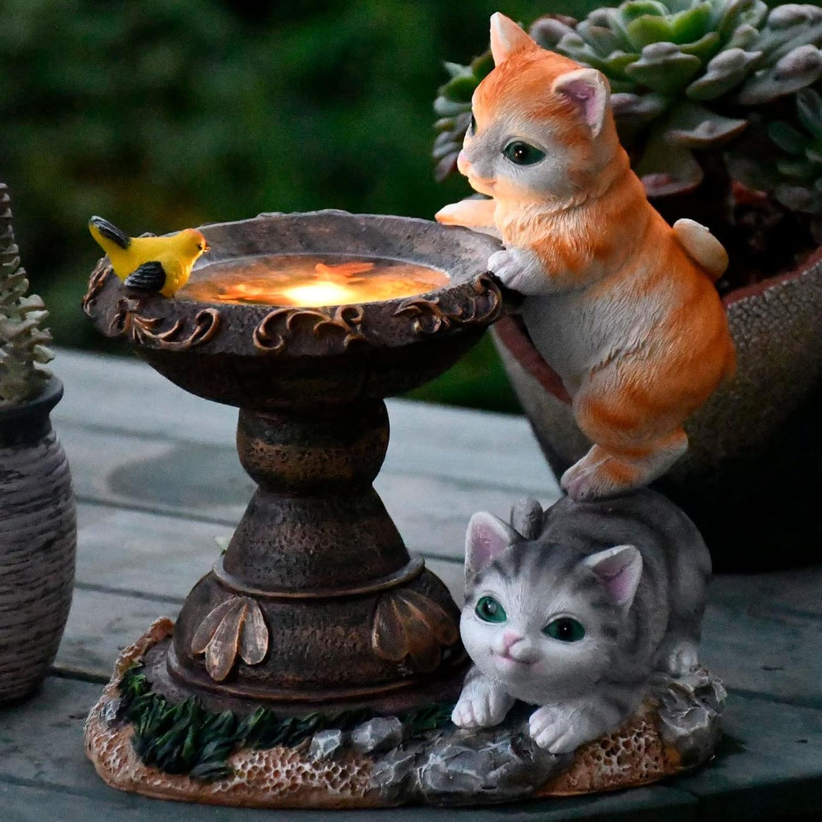 Cat Garden Figurines Outdoor Decor Solar Statue with LED Lights for Patio Lawn Yard Art Decoration Housewarming Garden Gift - HavenBliss Decor