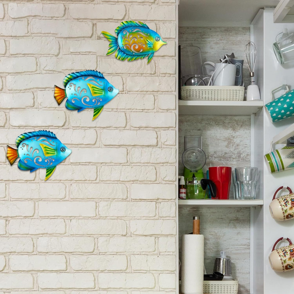 Metal Fish Wall Decor Coastal Ocean Sea Hanging Decorations Metal Fish Art Outdoor Wall Sculptures Garden Patio Fence Pool Decor - HavenBliss Decor