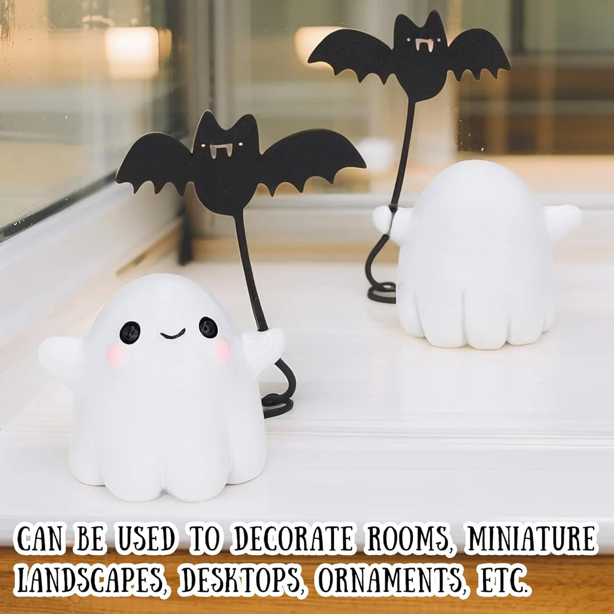 Halloween Ghost Pull Bat Statue Funny Cartoon Spooky Ornament Figurine Mini Halloween Figurine Decorations Cute Spooky Bat Statue for Home Office Car Decorations Ornament