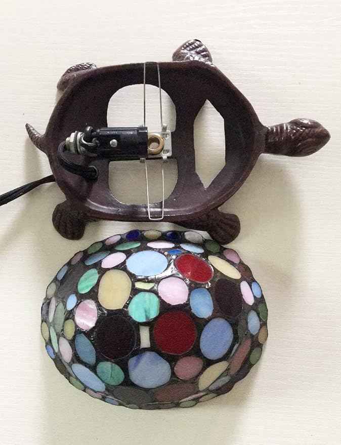 DUONAYU Colorful Turtle Small Table lamp Mediterranean Style Bedroom lamp Tiffany Colored Glass Turtle Table lamp Bedroom Living Room Study Children's Room Lighting Decoration Bedside lamp
