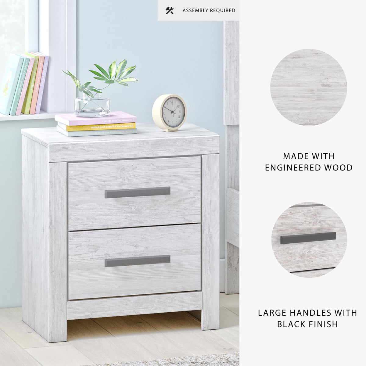 Nightstand 2 Drawer White