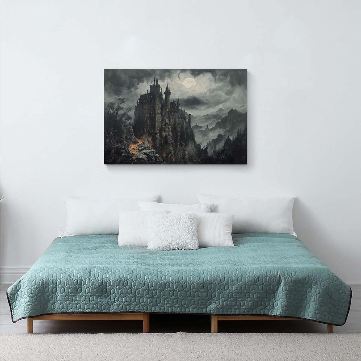 Vintage Castle Poster Dark Academy Victorian Gothic Castle Wall Art Poster Moody Mystical Art Print Suitable for Home Living Room Bedroom8x12in Wood Framed