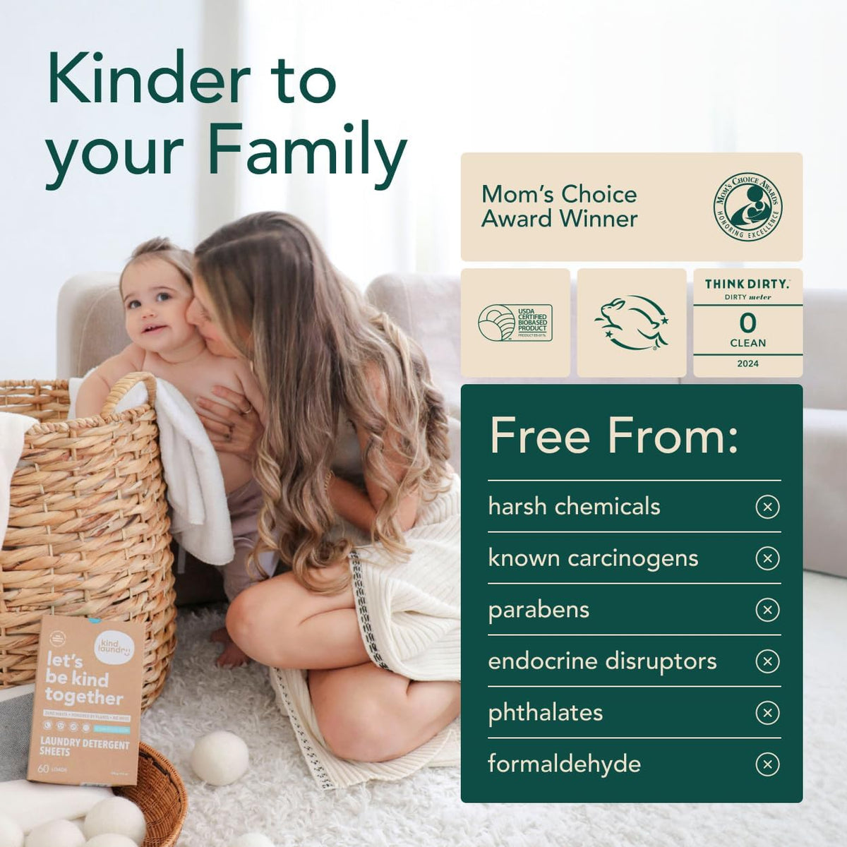 Kind Laundry Detergent Sheets Stain-Fighting Enzymes - Plant Powered Eco-Friendly Laundry Soap Sheets - Home or Travel Laundry Detergent - Ocean Breeze, 60 Loads (Mom's Choice Award Winner) - HavenBliss Decor