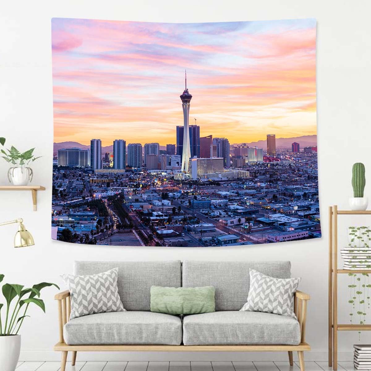 Las Vegas Tapestry For Bedroom Las Vegas City Skyline Tapestries Wall Hanging For Living Room Dorm Office 80×60 In - HavenBliss Decor