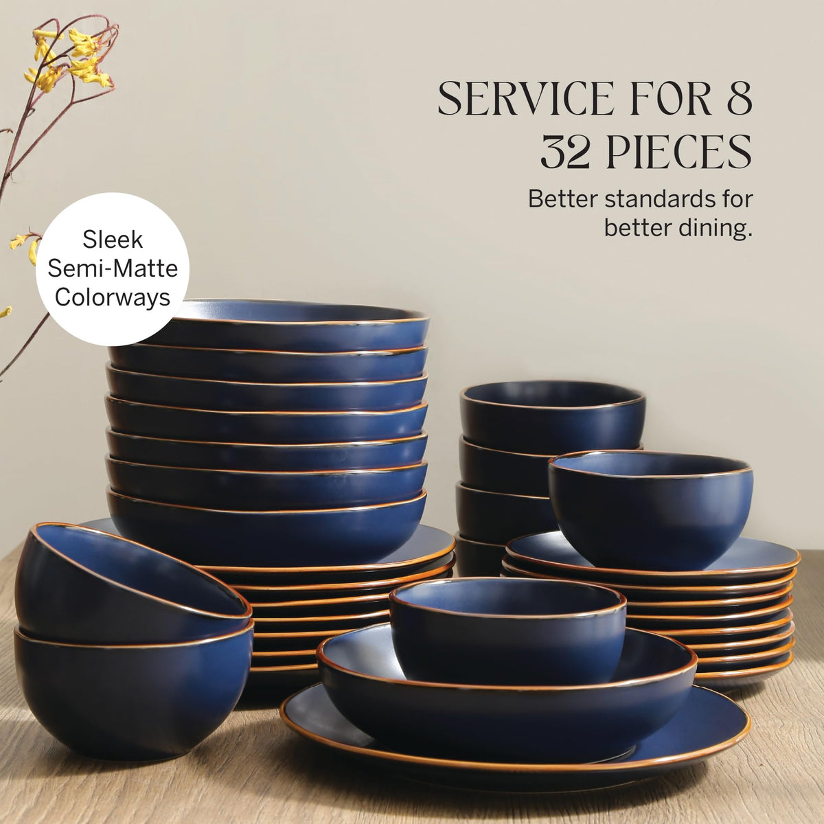 Brasa Stoneware 32 Piece Modern Dinnerware Sets