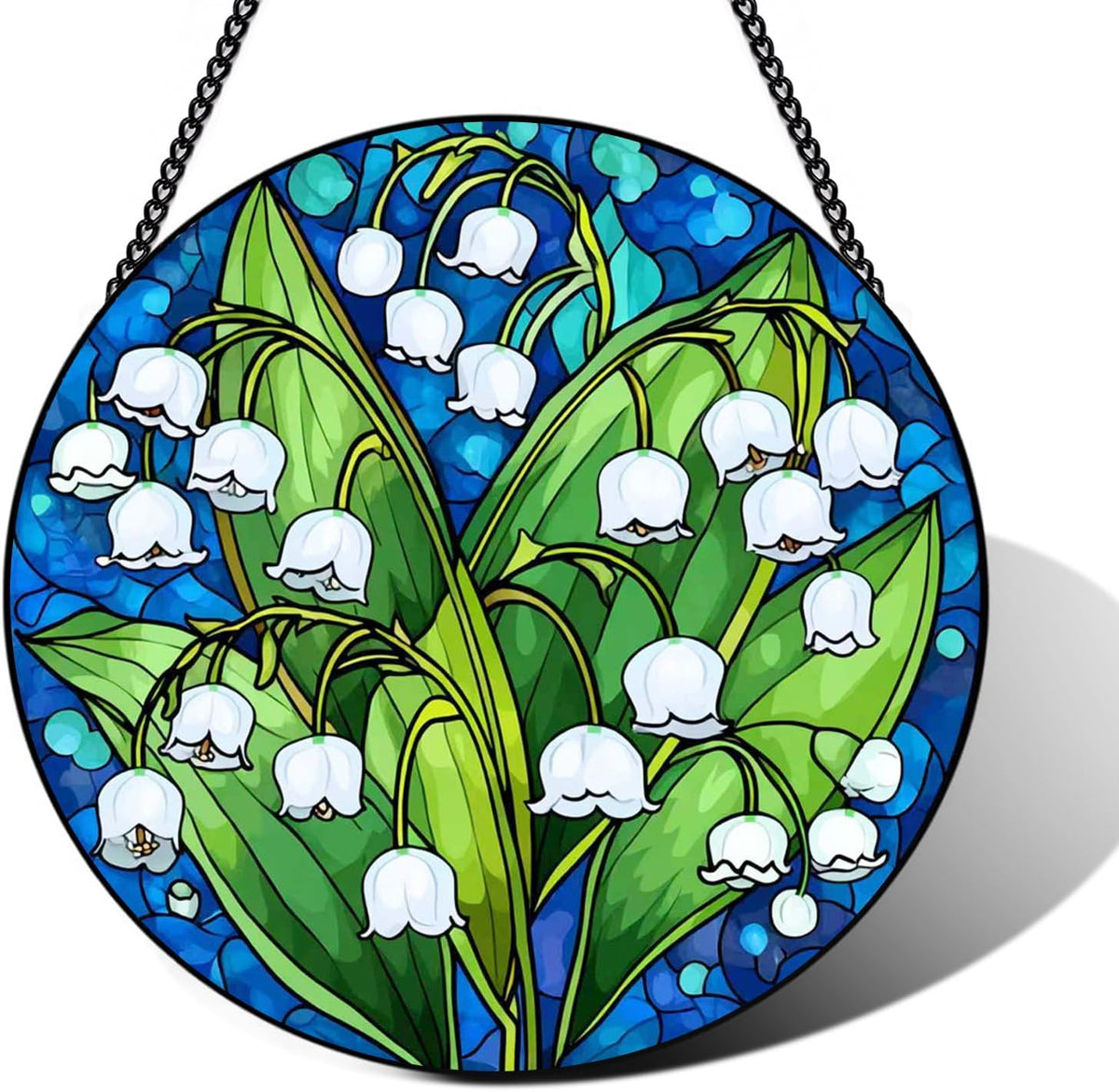 Stained Glass Window Hanging – Double-Sided Glass Sun Catcher with Chain – Memorial Window Art Panel for Home Décor, Spiritual Comfort, and All-Occasion Gifting - HavenBliss Decor