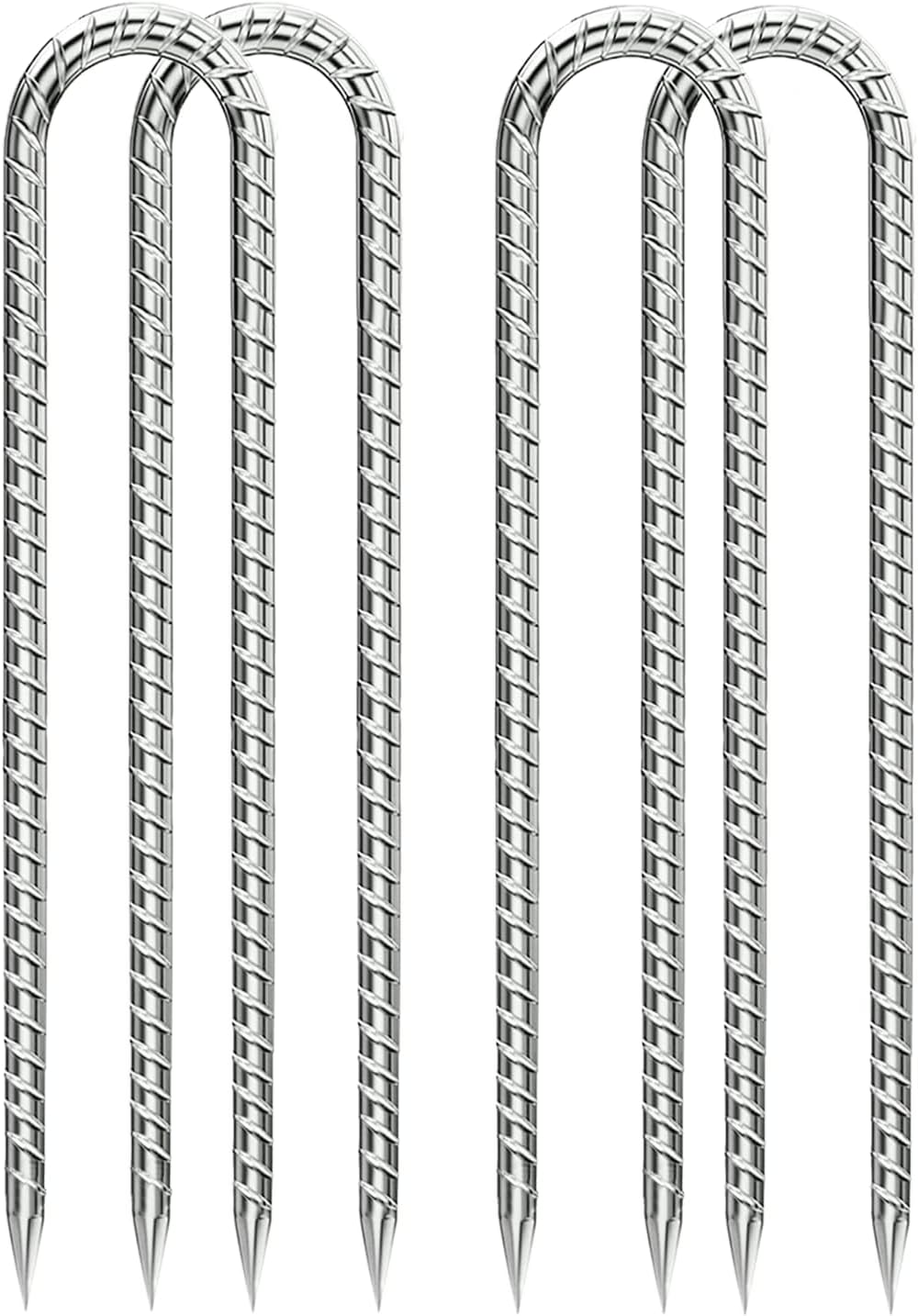 Rebar-Stakes-12-Inch, Ground Stakes Heavy Duty U-Hook Galvanized Anti-Rust Ground Anchors for Camping Tent Trampoline Accessories Dog Fence Chicken Coop Deer Fence 4pcs - HavenBliss Decor