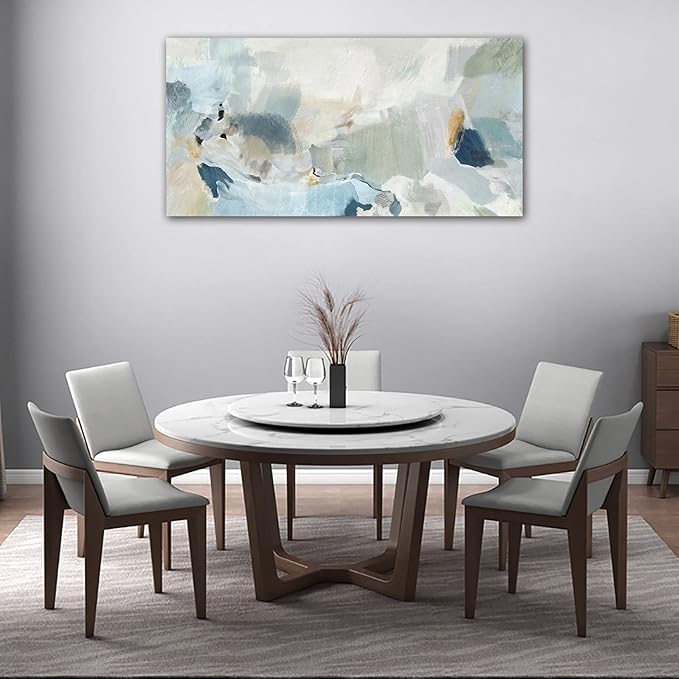 Abstract Canvas Wall Art Contemporary Teal Abstract Pictures Painting Modern Bluish Green Canvas Prints Turquoise Artwork Wall Decor for Living Room Bedroom Home Office Wall Decoration 24x48in