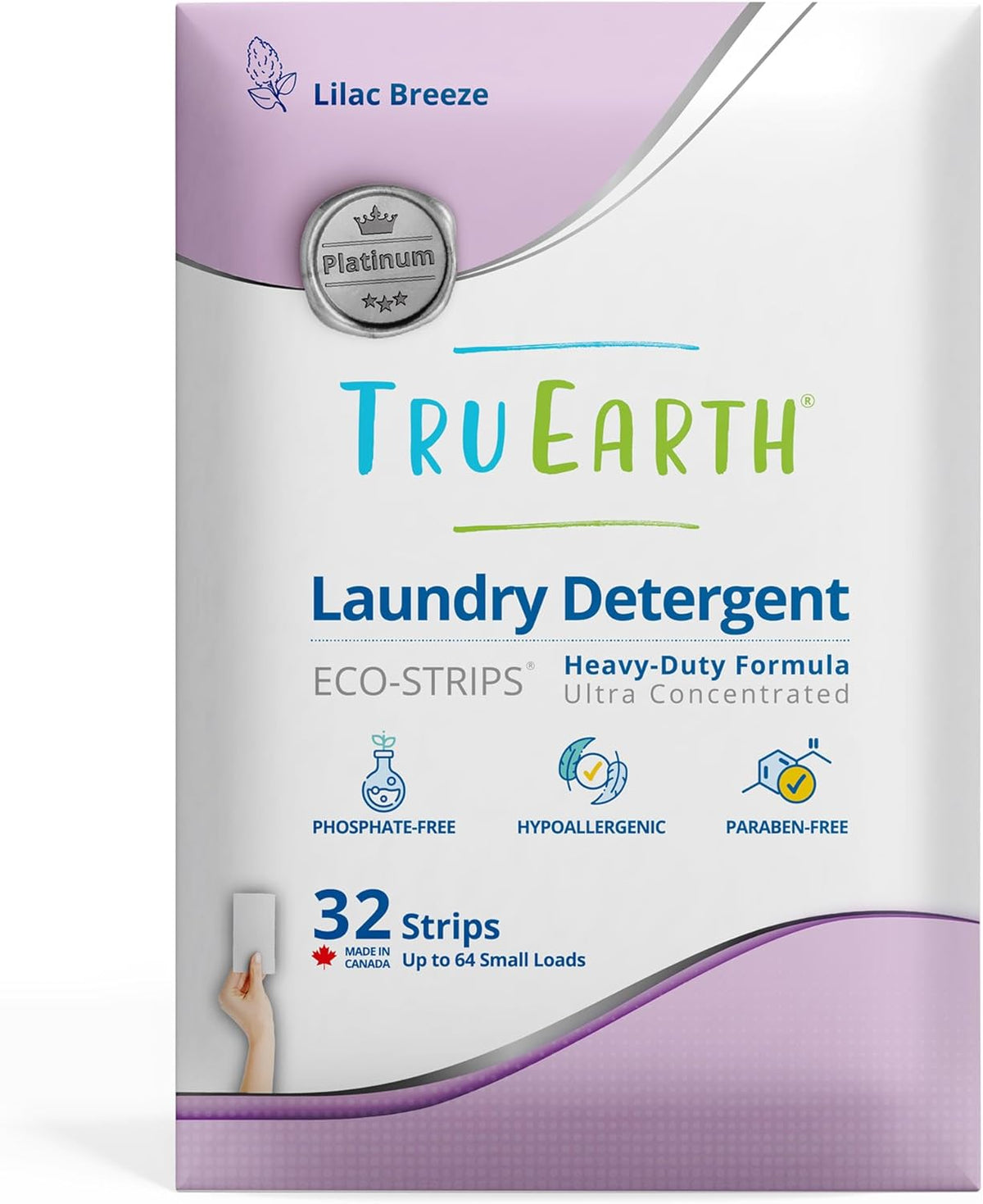 Tru Earth Platinum - Heavy Duty Laundry Detergent Sheets - Up to 64 Loads (32 Count), Lilac Breeze Scent - Ultra-Concentrated Formula - Eco-Friendly Laundry Sheets - HavenBliss Decor