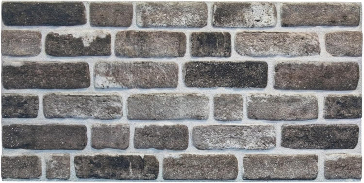 Dundee Deco 3D Wall Panels Faux Brick - Cladding, Grey Black Stone Look Wall Paneling, Styrofoam Facing for Living Room, Kitchen, Bathroom, Balcony, Bedroom, Set of 5, Covers 27 sq ft - HavenBliss Decor