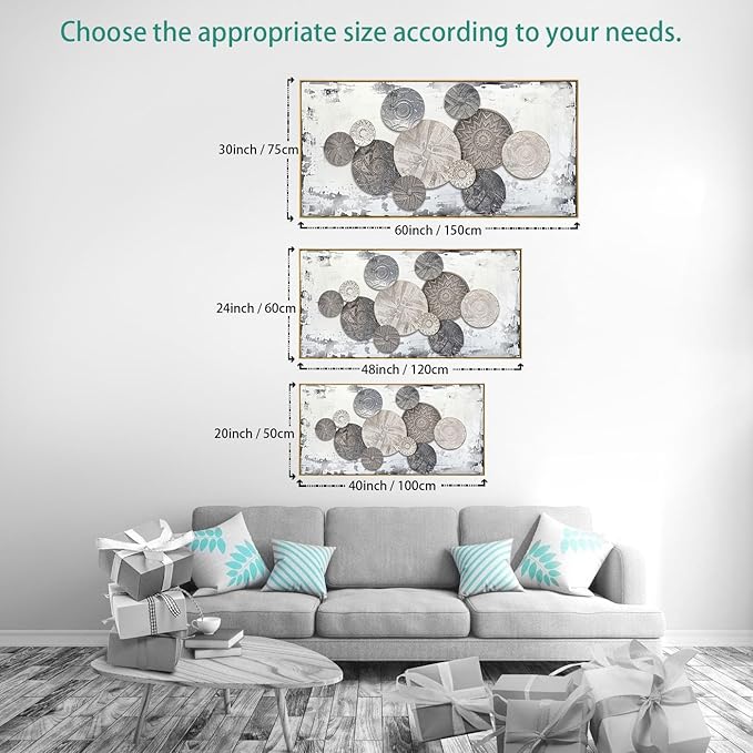 Wall Art Floral Rustic Wall Decor Brown and Grey Canvas Painting Abstract Wall Art for Bedroom Living Room Dining Room Home Office Decor 24"x48" with Framed