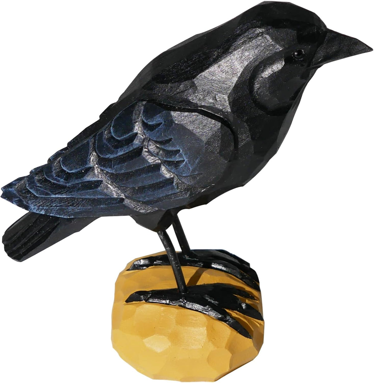 Wood Crow Figurine Black Raven Decor Small Animal Statues Carving Sculpture Ornament Bird Gifts - HavenBliss Decor