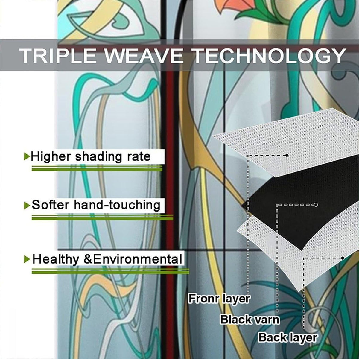 Stained Glass Curtains, Retro Mid Century Boho Abstract Art Home Decor Drapes for Bedroom Living Room Kitchen Window Treatment 2 Panels Set Total Size 55" W X 63" L Inch - HavenBliss Decor