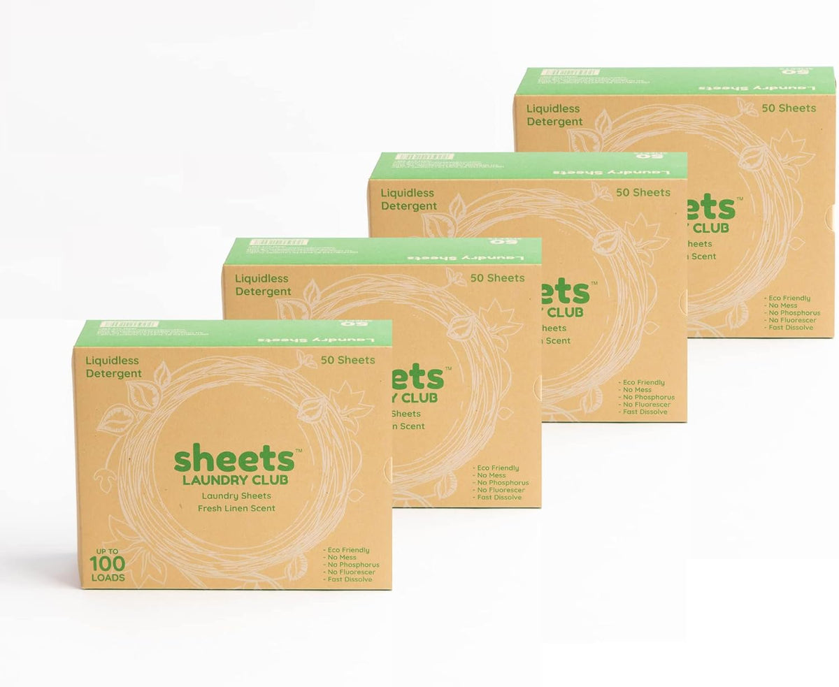 Sheets Laundry Club Laundry Detergent Sheets, 400 Loads - Fresh Linen Scent, Eco-Friendly, Quick-Dissolving Formula, Hypoallergenic, Septic Safe, Plastic-Free Packaging - 200 Sheets - HavenBliss Decor