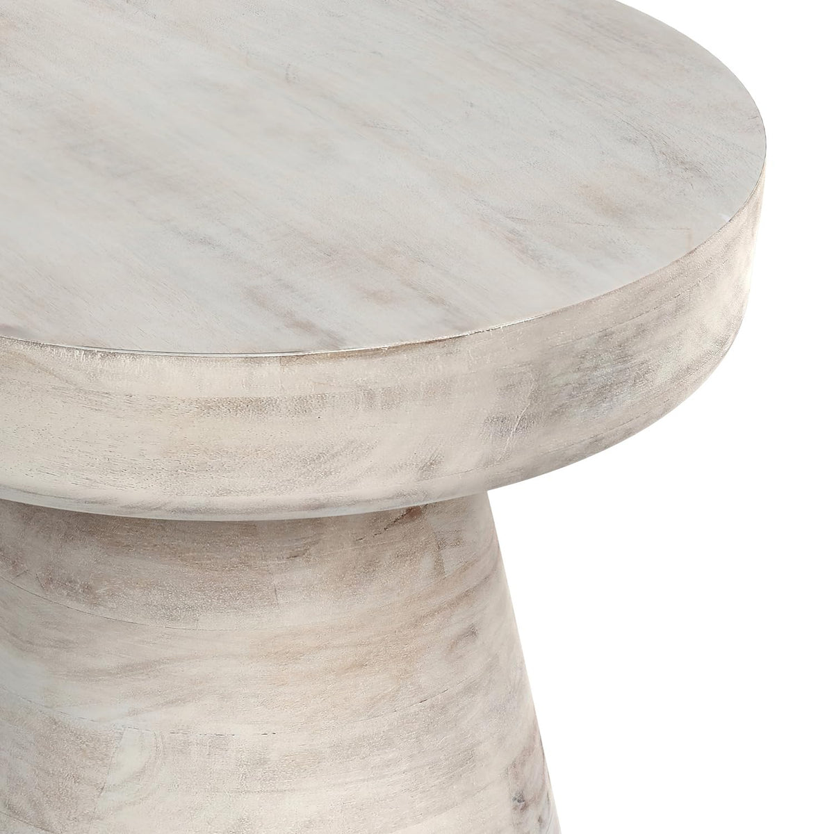 Robbie 16" Wide Solid Wood Round End Table in White Wash