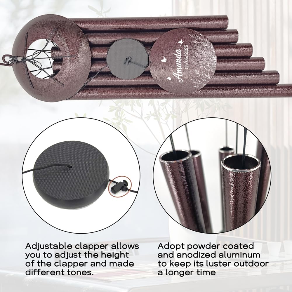 36" Large Deep Tone Personalized Sympathy Wind Chimes