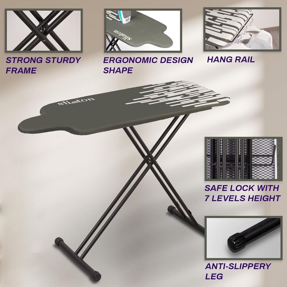 Extra Large Ironing Board with Large Hang Rail in 53" L x 20" W - HavenBliss Decor