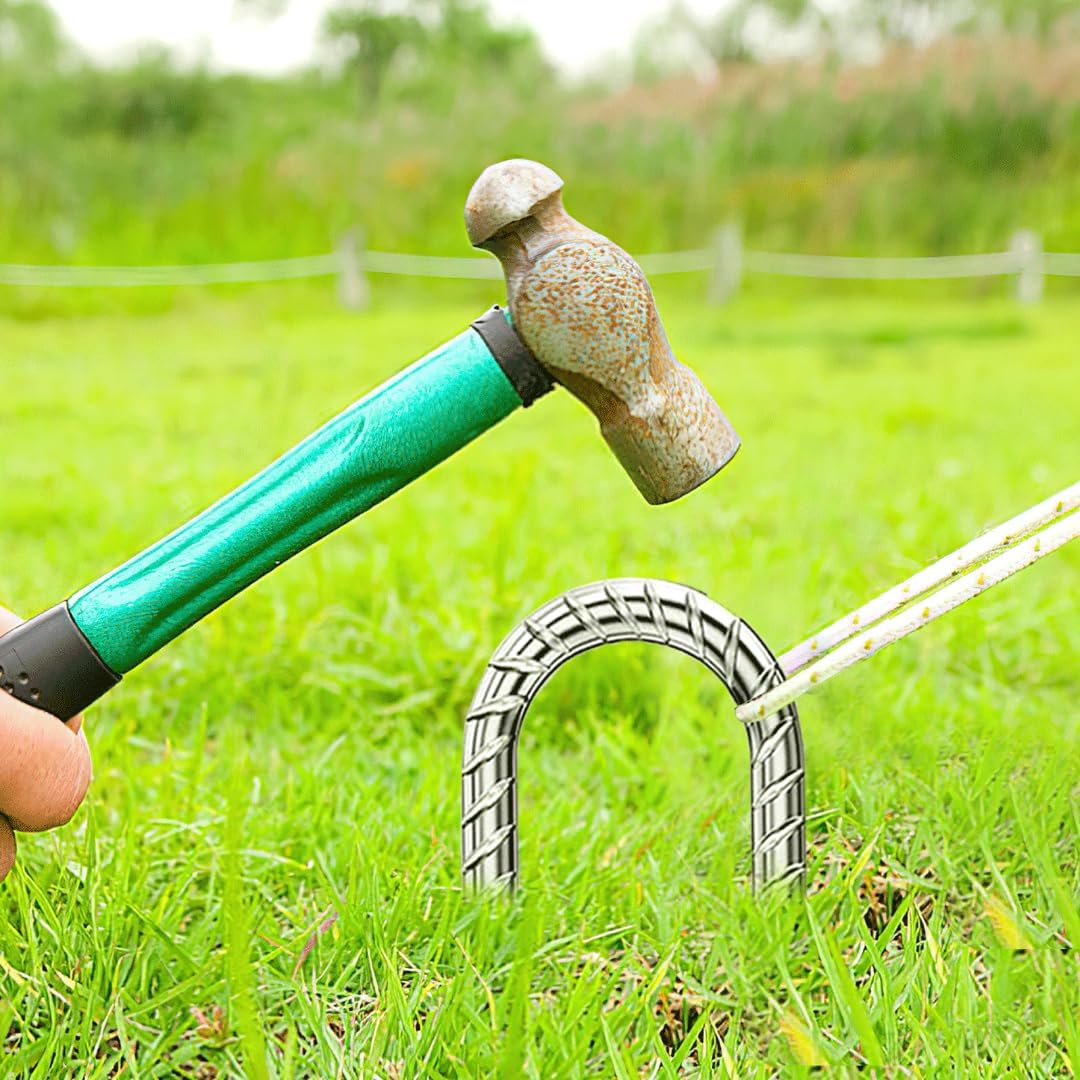 Rebar-Stakes-12-Inch, Ground Stakes Heavy Duty U-Hook Galvanized Anti-Rust Ground Anchors for Camping Tent Trampoline Accessories Dog Fence Chicken Coop Deer Fence 4pcs - HavenBliss Decor