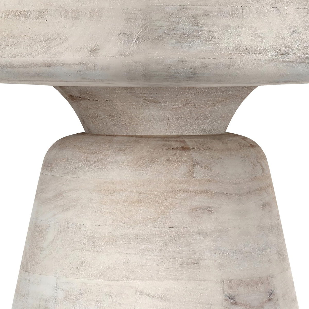 Robbie 16" Wide Solid Wood Round End Table in White Wash
