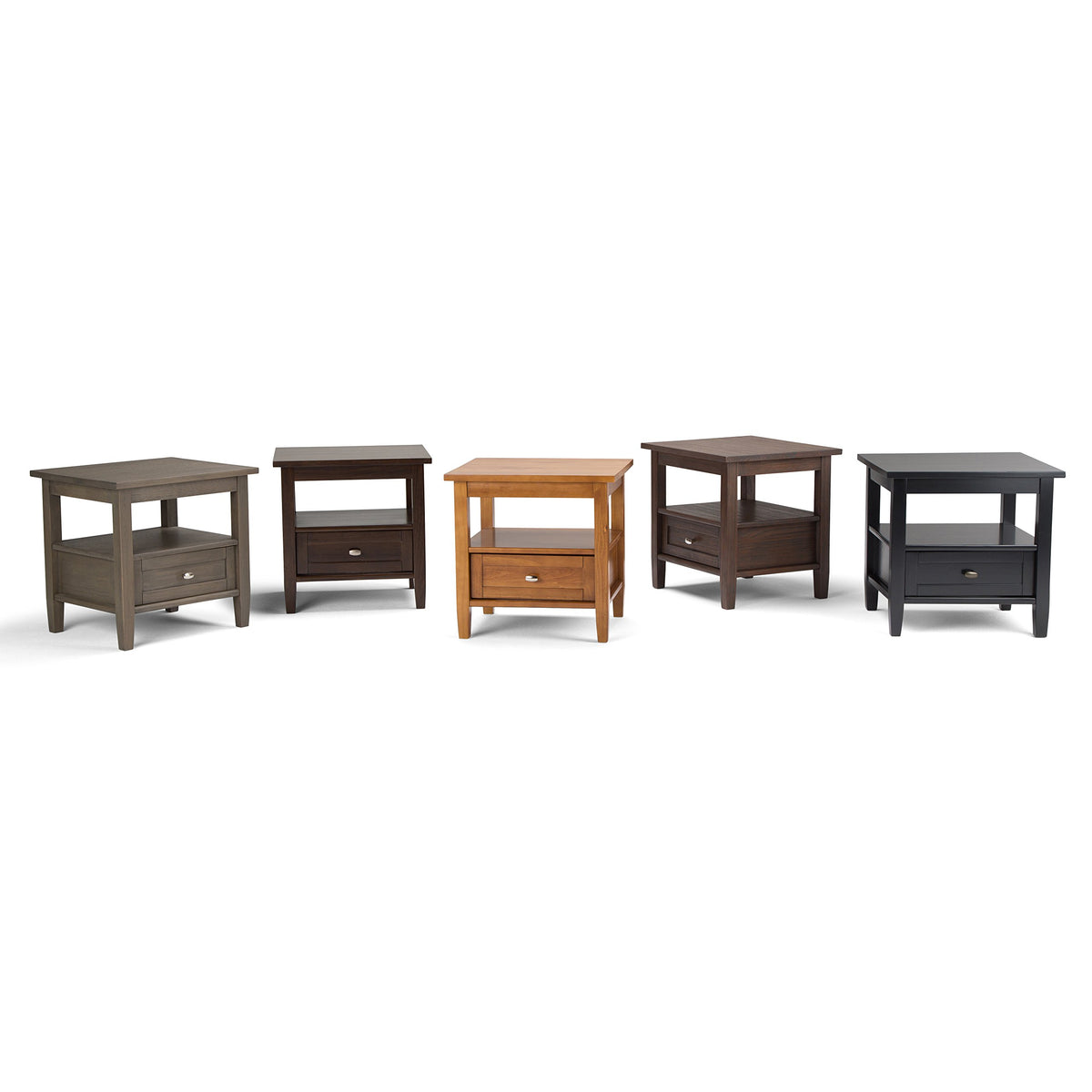 Warm Shaker 20" Wide Solid Wood End Table in Brunette Brown