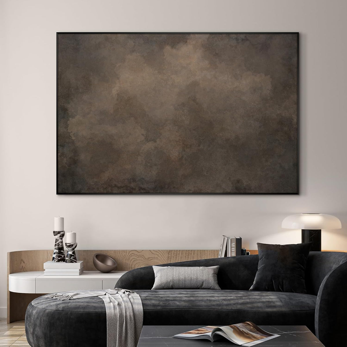 SIGNWIN 46"x72" Extra Large Framed Wall Art Neutral Cloudy Abstract Illustration, Soft Atmospheric Design for Home Living Room Bedroom Decor (Frame Assembly Required)