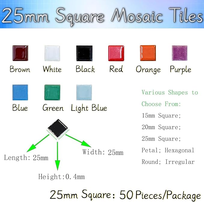50 Pieces Purple Red Mosaic Tile for Crafts 1" Ceramic Tile Assorted Colors Square Ceramic Mosaic Project Supplies for Photo Frame Mosaic Stepping Stones Bath Old Pool Furniture Decor
