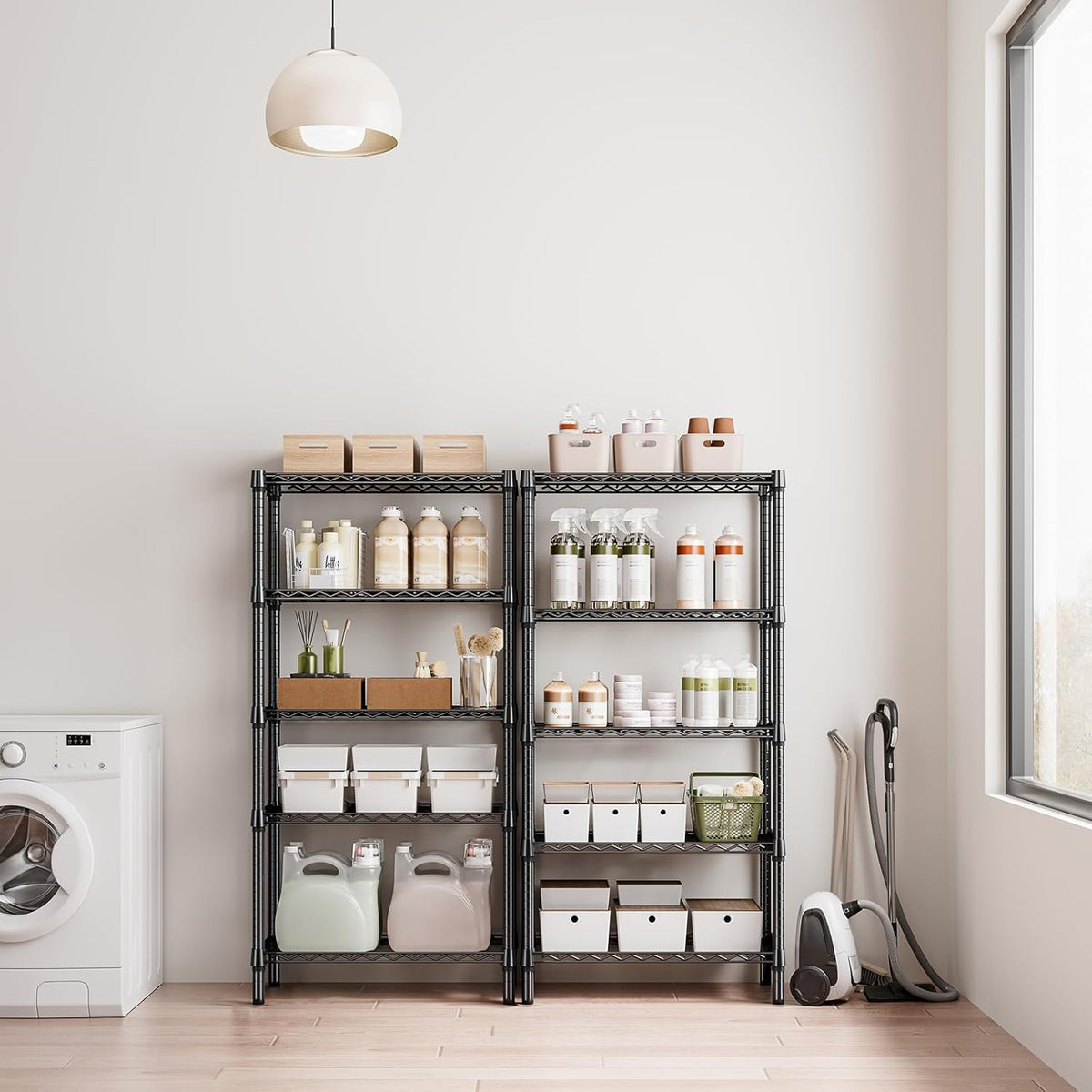 1250 lbs 5 Tier Shelf Metal Storage Shelves Shelving Wire Rack Heavy Duty Closet Organizers for Garage Kitchen Bathroom Laundry Black 13.8" D x 29.5" W x 59.5" H - HavenBliss Decor