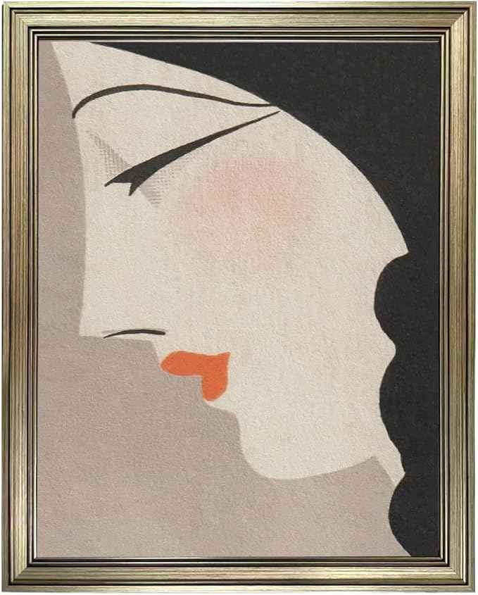 Japanese Wall Art Framed Vintage Woman Portrait Oil Painting Asian Wall Art Girl Room Bedroom Living Room Bathroom Decor