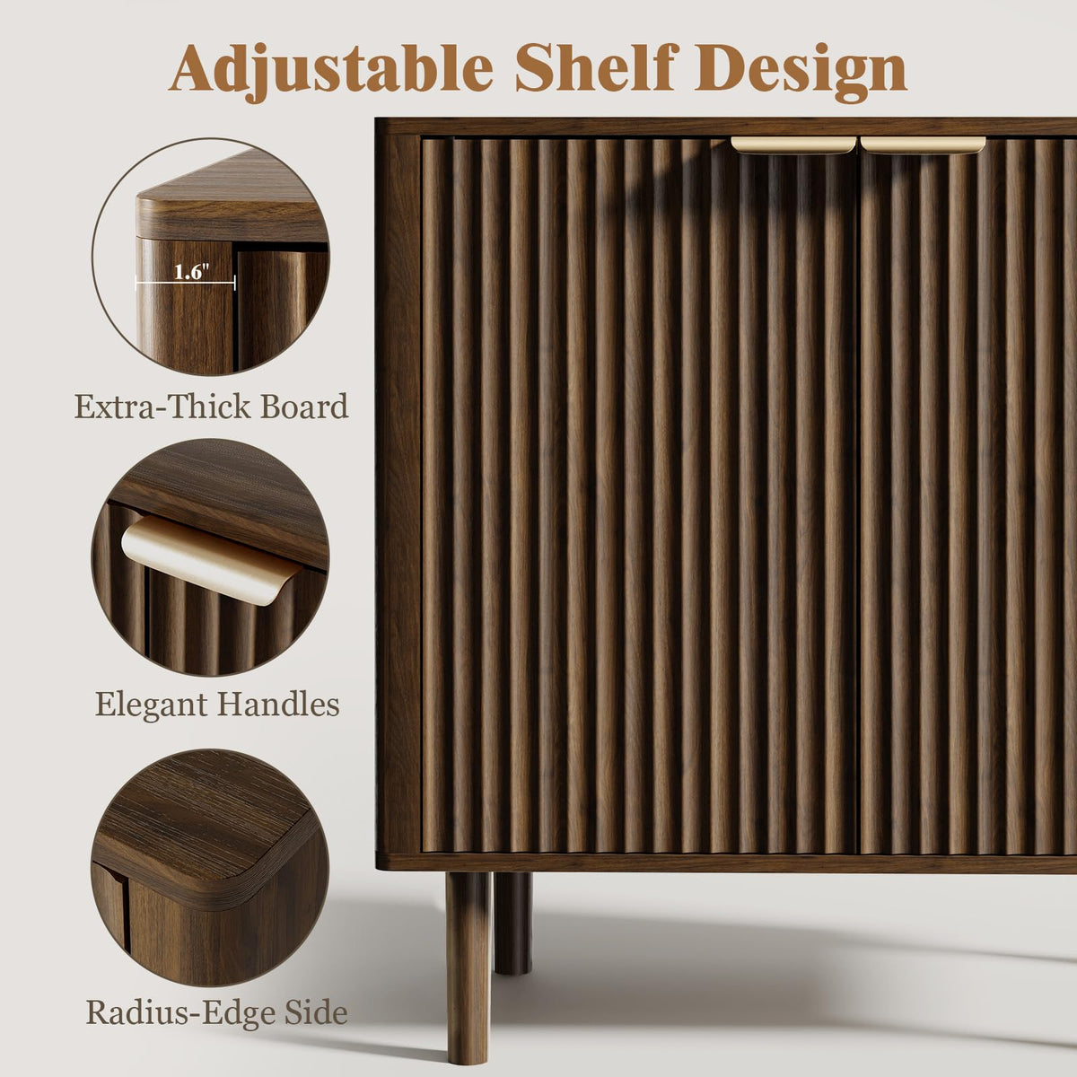 Sideboard Buffet Cabinet with Storage 31.5" Walnut