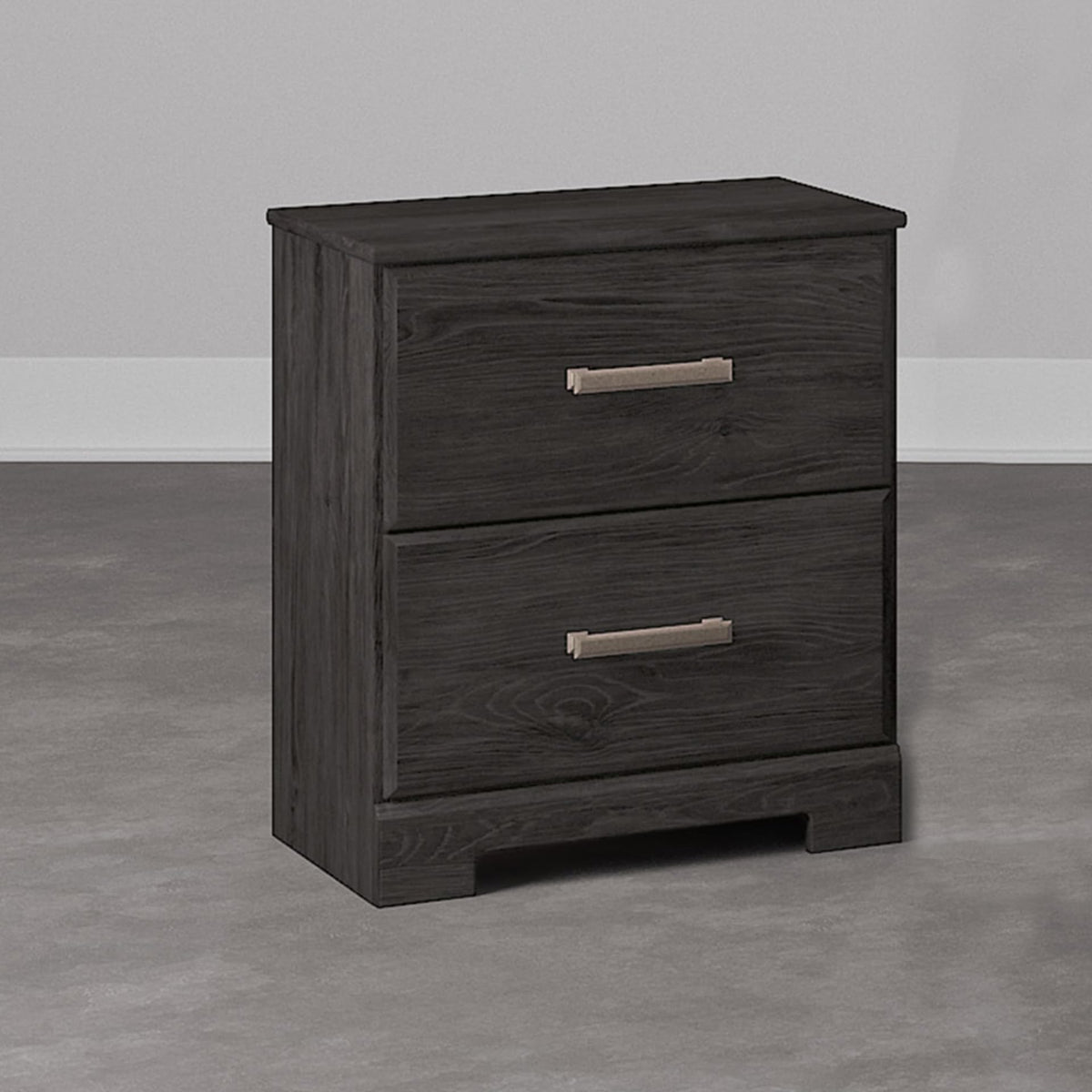 Belachime 2 Drawer Black Nightstand