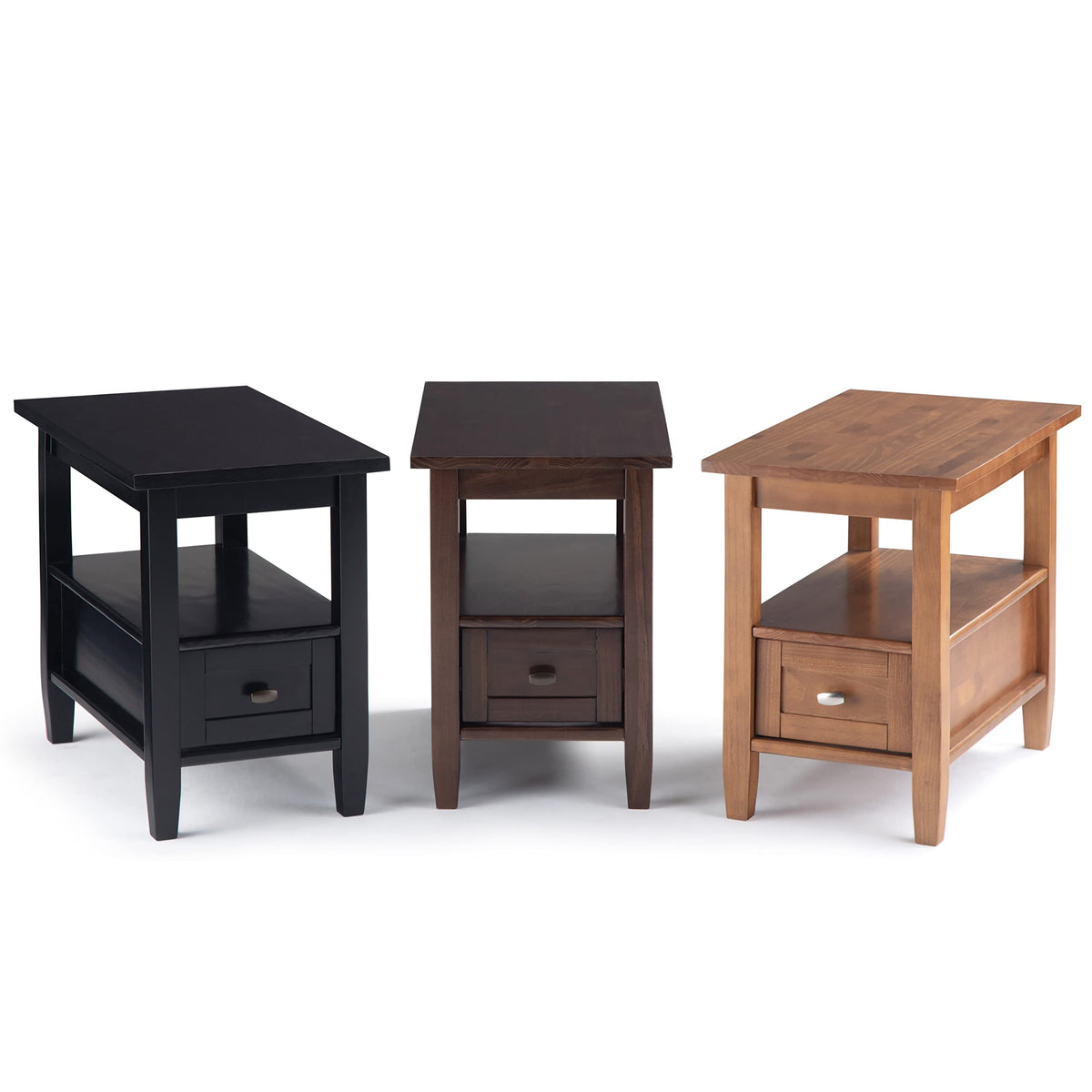 Warm Shaker 14" Wide Solid Wood End Table in Brunette Brown