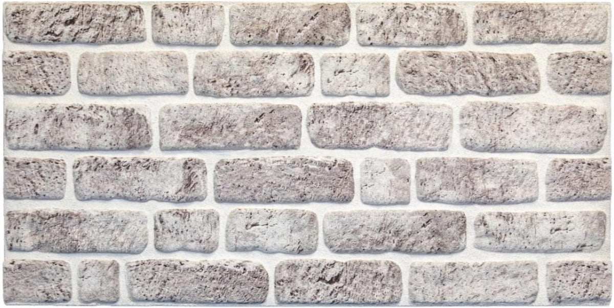 Dundee Deco 3D Wall Panels Faux Brick - Cladding, White Grey Stone Look Wall Paneling, Styrofoam Facing for Living Room, Kitchen, Bathroom, Balcony, Bedroom, Set of 5, Covers 27 sq ft - HavenBliss Decor