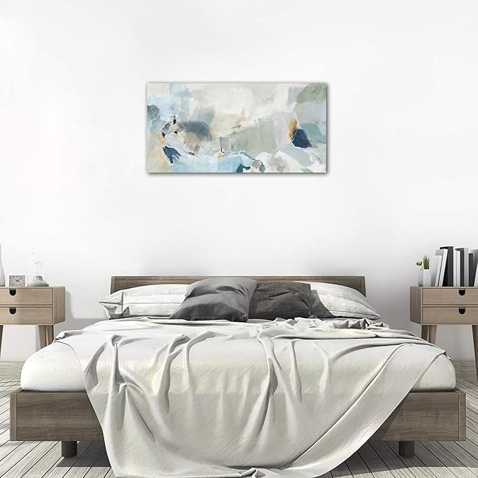 Abstract Canvas Wall Art Contemporary Teal Abstract Pictures Painting Modern Bluish Green Canvas Prints Turquoise Artwork Wall Decor for Living Room Bedroom Home Office Wall Decoration 24x48in