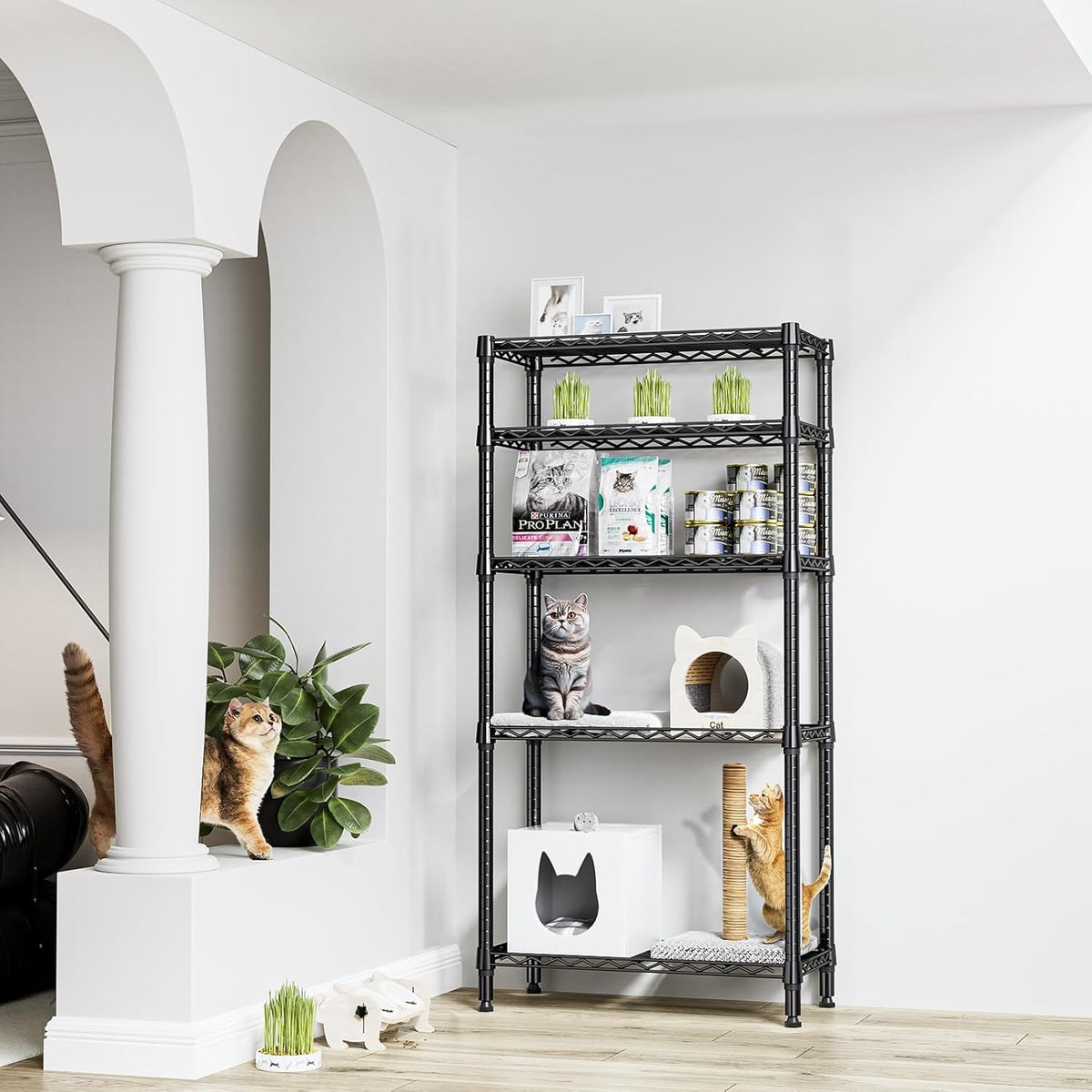 1250 lbs 5 Tier Shelf Metal Storage Shelves Shelving Wire Rack Heavy Duty Closet Organizers for Garage Kitchen Bathroom Laundry Black 13.8" D x 29.5" W x 59.5" H - HavenBliss Decor
