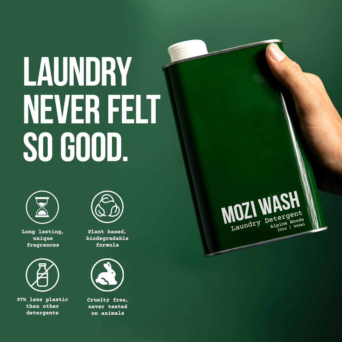 Laundry Detergent Liquid, Alpine Woods- Sandalwood, Pine & Patchouli, 50+ Loads, Concentrated, Non toxic, Plant Based Enzyme Cleaners, Long Lasting Luxury Clean, Cologne Soap for Men, 32 oz - HavenBliss Decor