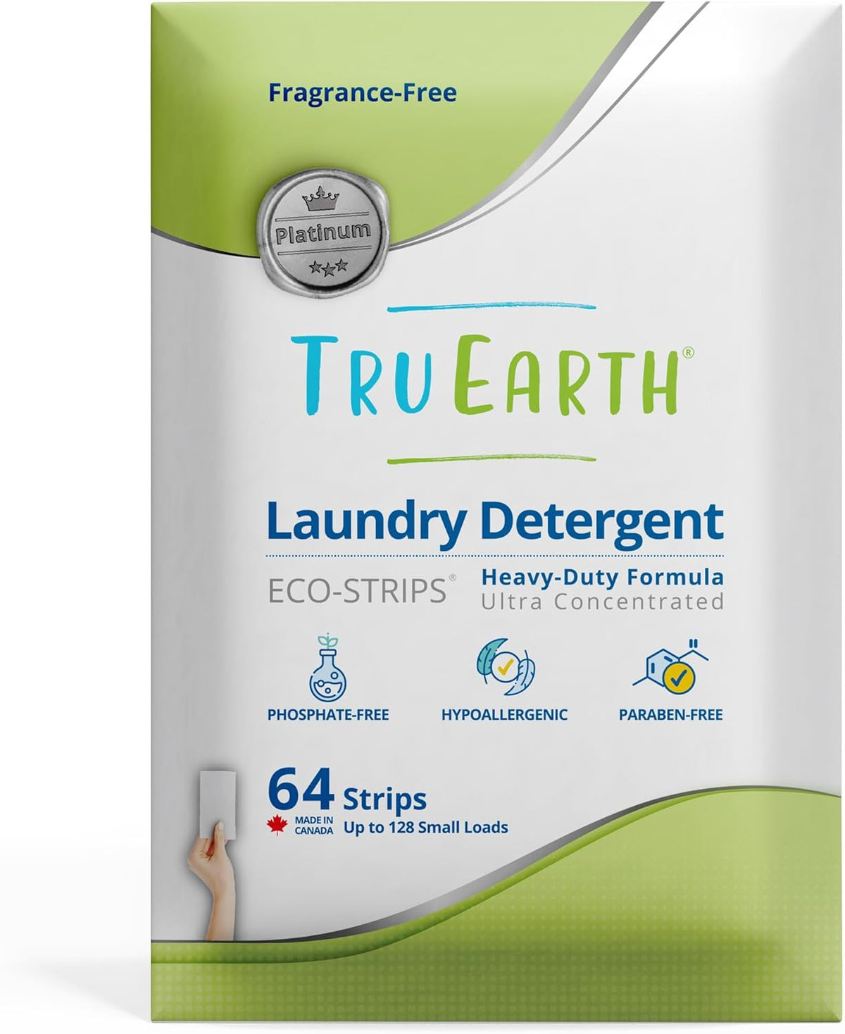 Tru Earth Platinum - Heavy Duty Laundry Detergent Sheets - Up to 128 Loads (64 Count), Fragrance Free - Ultra-Concentrated - Eco-Friendly Laundry Sheets - HavenBliss Decor
