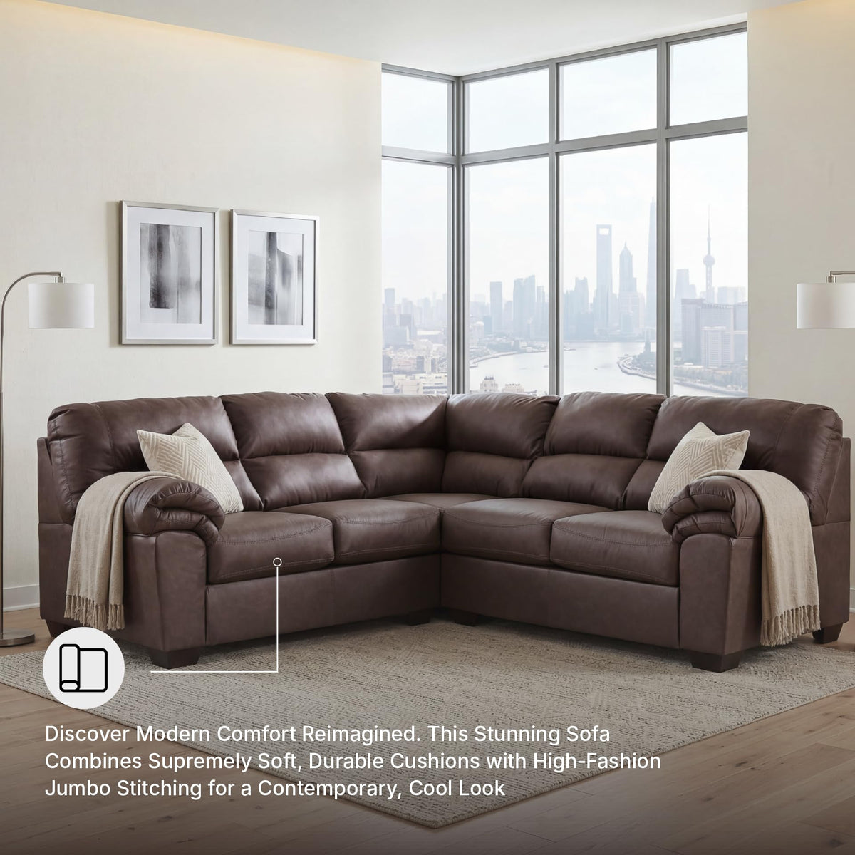 2 Piece Faux Leather Sectional Sofa