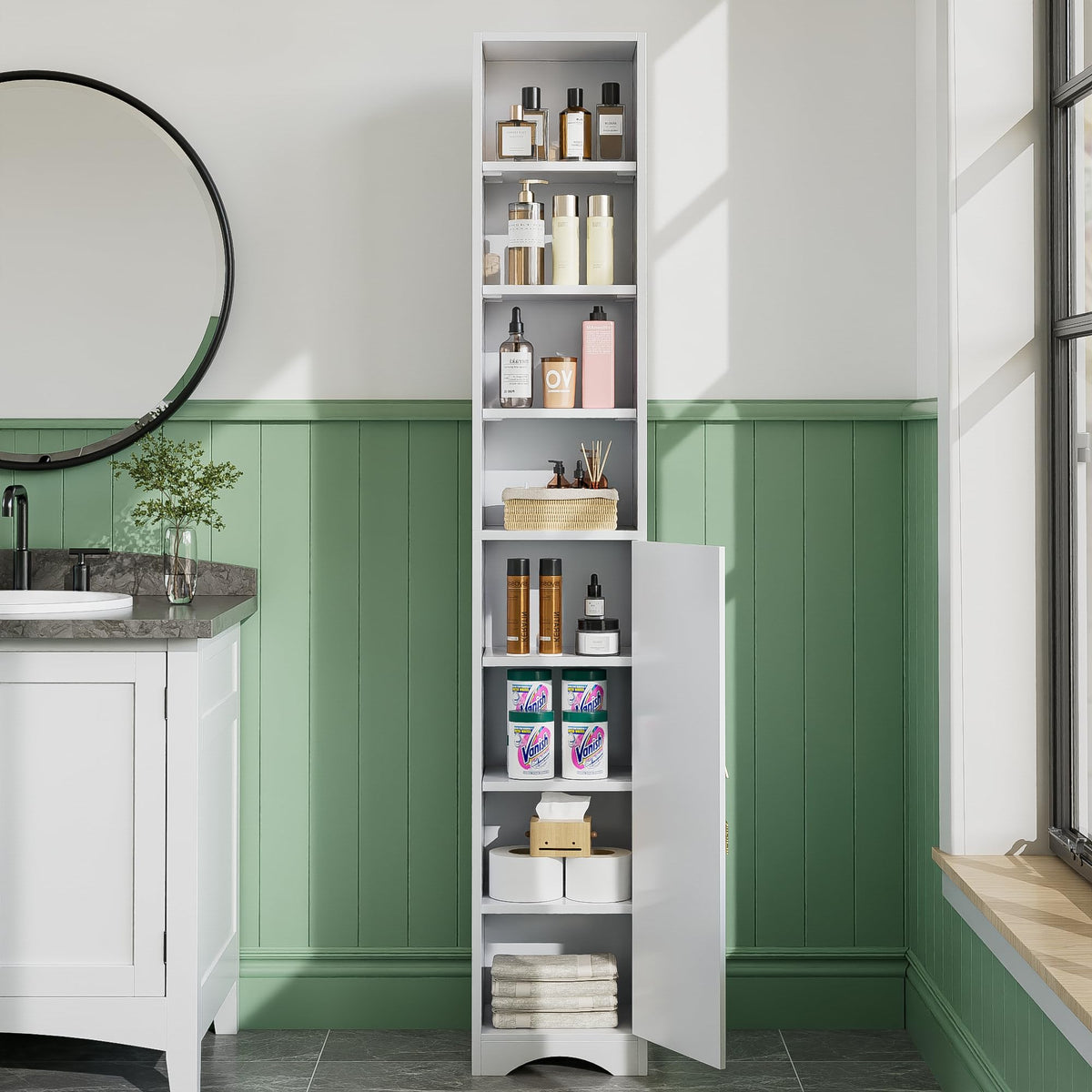 71" Tall Narrow Storage Cabinet
