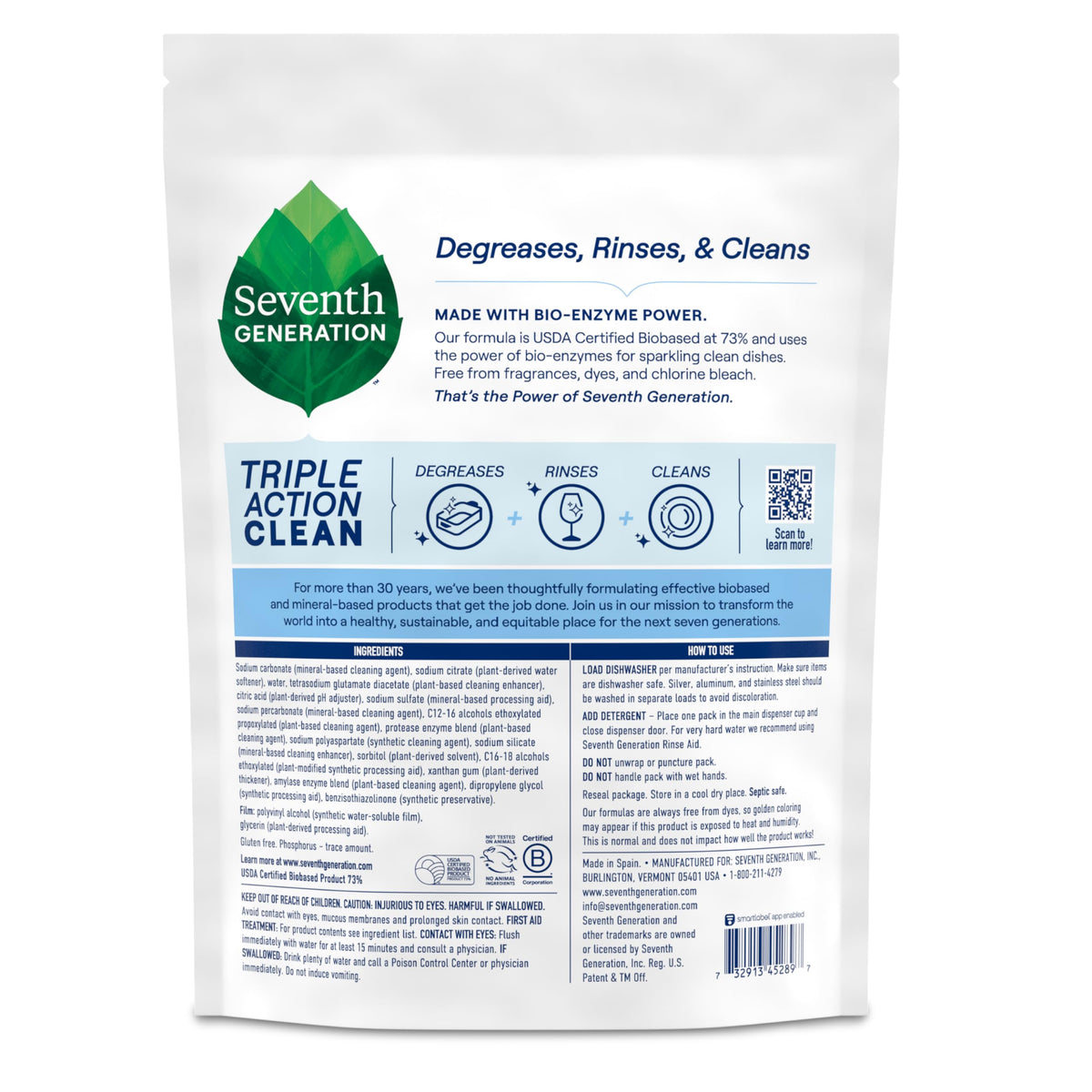 Triple Action Clean Automatic Dishwasher Detergent Packs with Bio (54 Count)