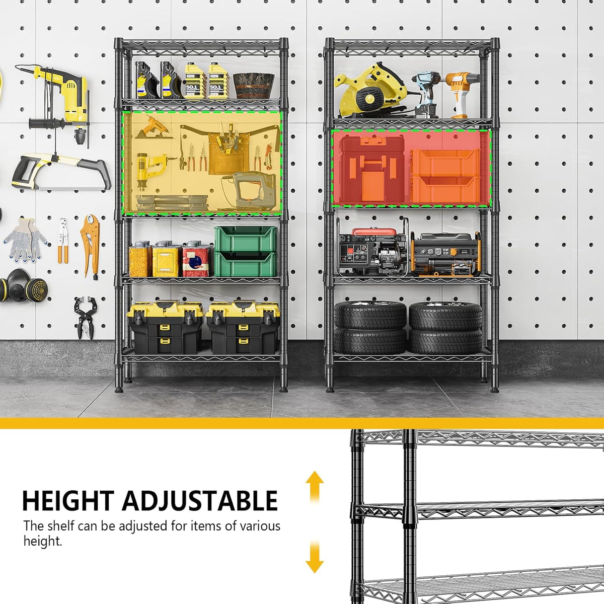 1250 lbs 5 Tier Shelf Metal Storage Shelves Shelving Wire Rack Heavy Duty Closet Organizers for Garage Kitchen Bathroom Laundry Black 13.8" D x 29.5" W x 59.5" H - HavenBliss Decor