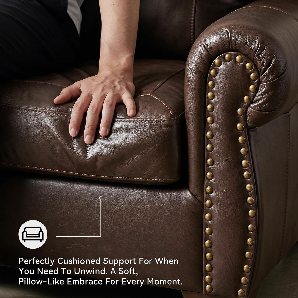 92 in Classic Leather Sofa Couch