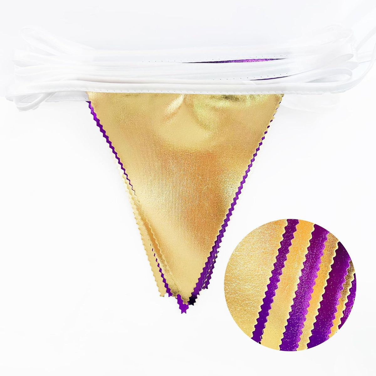 Purple and Gold Party Decorations Metallic Fabric Triangle Pennant Banner Flag Bunting Garland for Graduations Birthday Retirement Wedding Baby Shower Bachelorette Halloween Outdoor Party Supplies - HavenBliss Decor