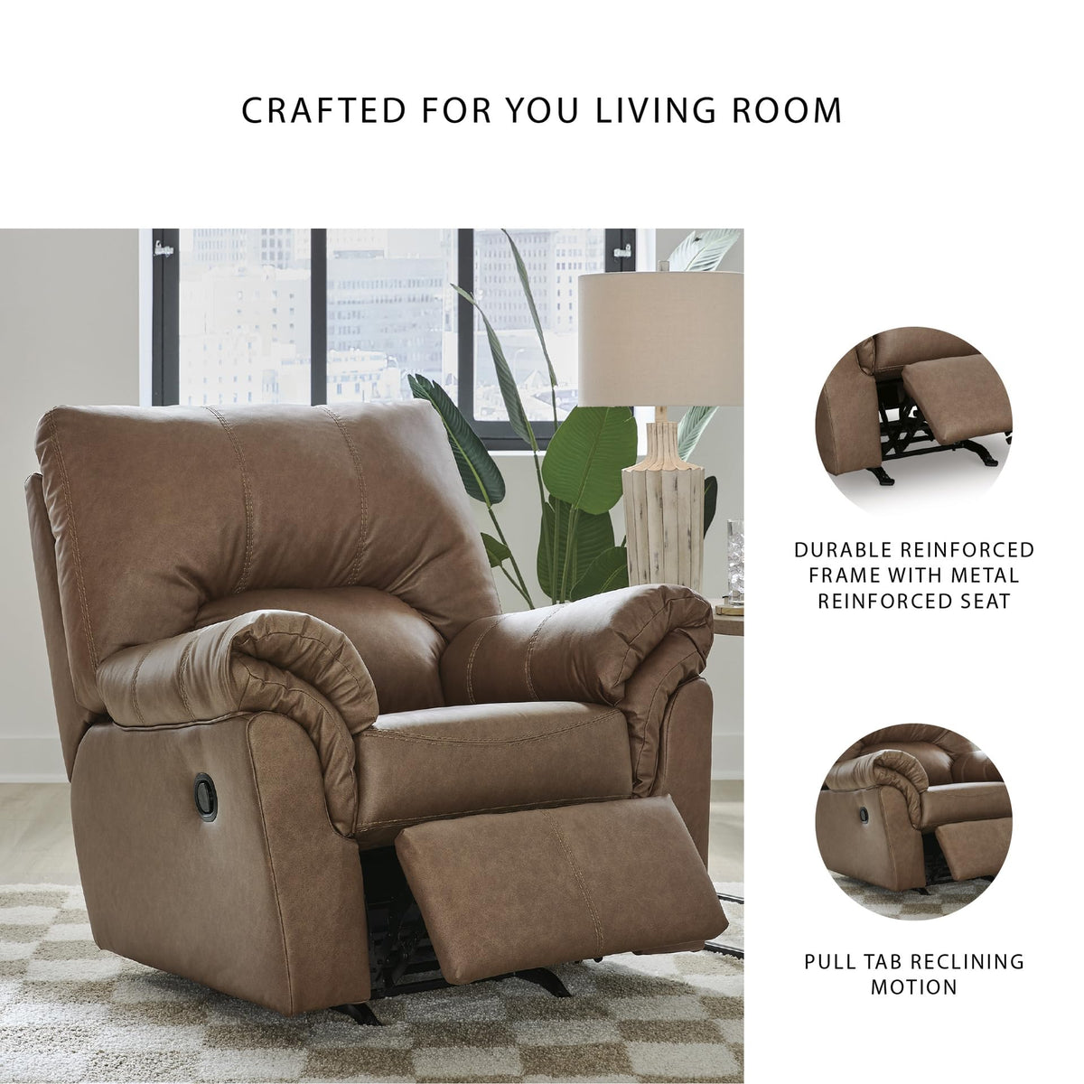 Faux Leather Manual Rocker Recliner